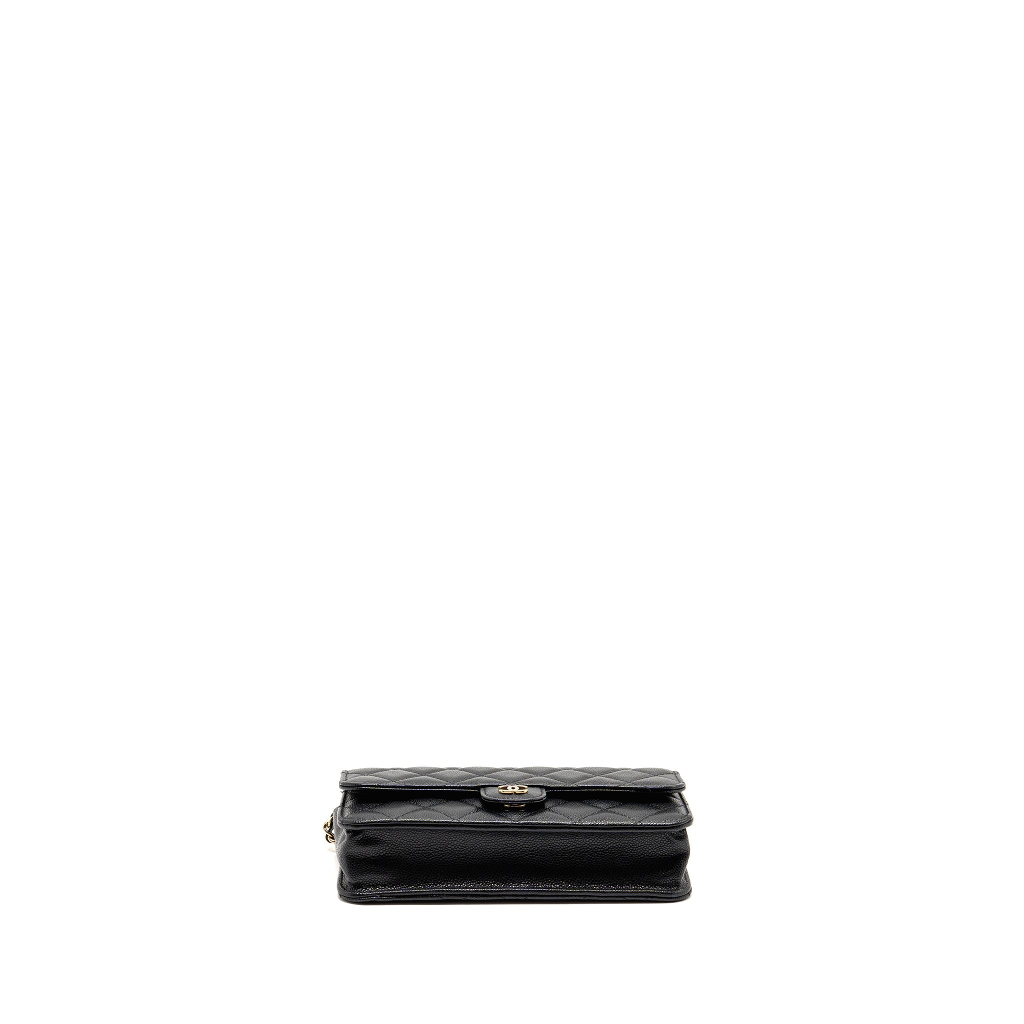CHANEL QUILTED CC CLUTCH ON CHAIN CAVIAR BLACK LGHW (MICROCHIP)