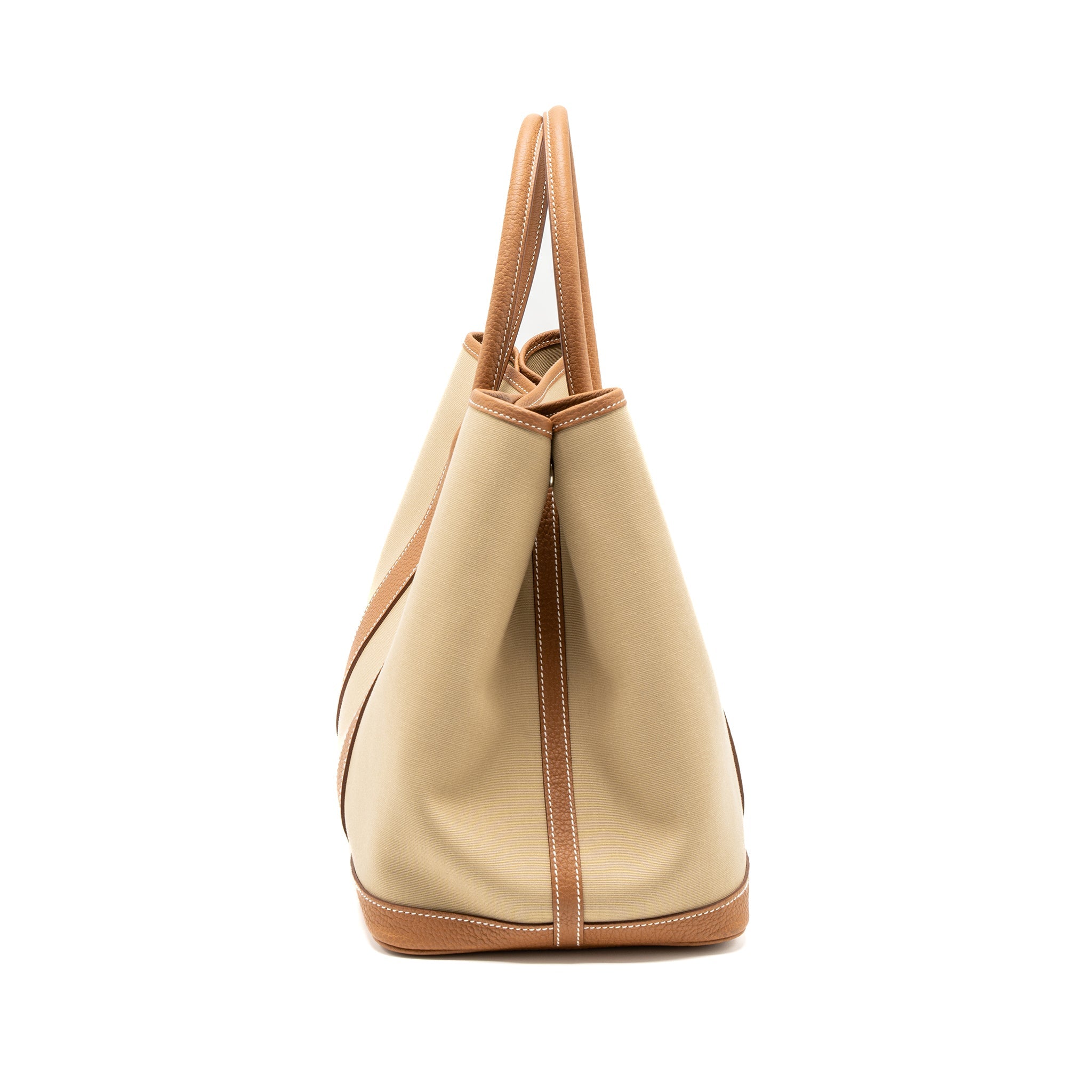 HERMES GARDEN PARTY 36 CANVAS/LEATHER TRENCH/GOLD SHW
