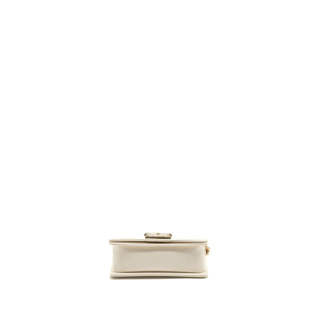 CHANEL SMALL BOY BAG CAVIAR WHITE LGHW
