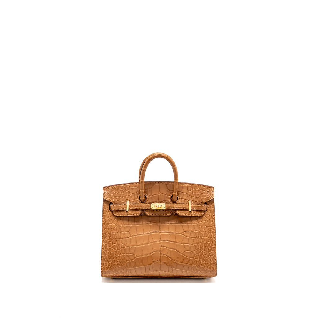 HERMES BIRKIN 20 ALLIGATOR MISSISSIPPIENSIS MAT GOLD GHW