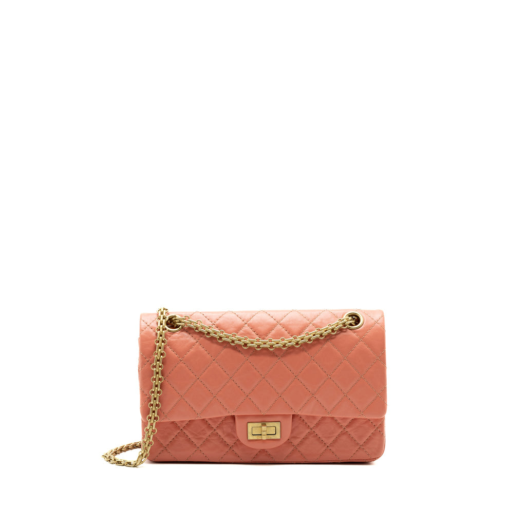 CHANEL SMALL 2.55 REISSUE FLAP BAG AGED CALFSKIN LIGHT PINK GHW