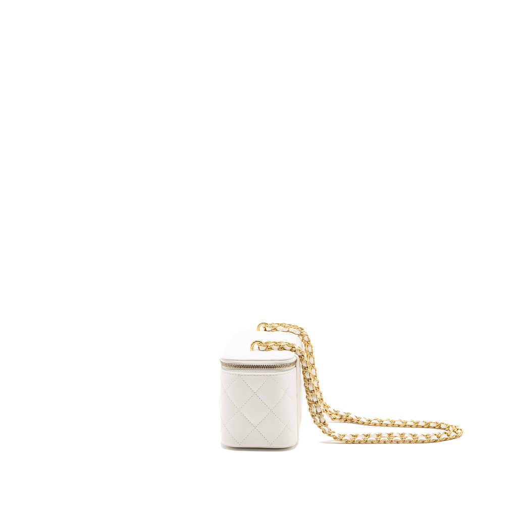 CHANEL LONG VANITY WITH LAMBSKIN WHITE GHW (MICROCHIP)