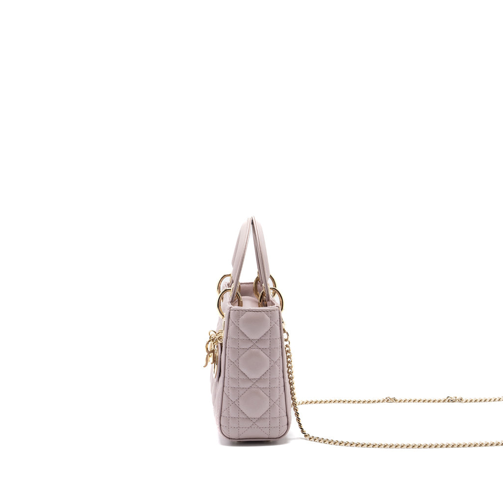 DIOR MINI LADY DIOR LAMBSKIN LIGHT PINK LGHW