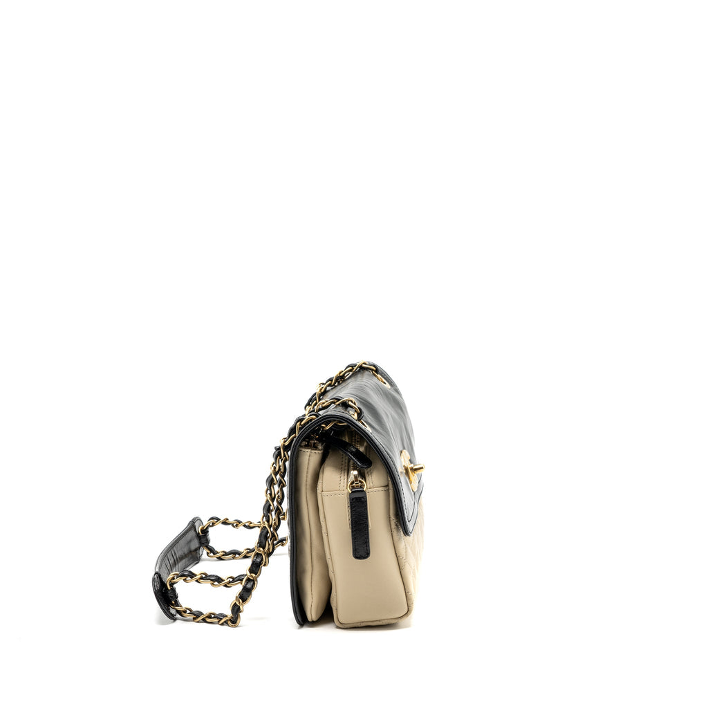CHANEL MEDIUM IN THE MIX FLAP BAG LEATHER BLACK/BEIGE/CREAM GHW