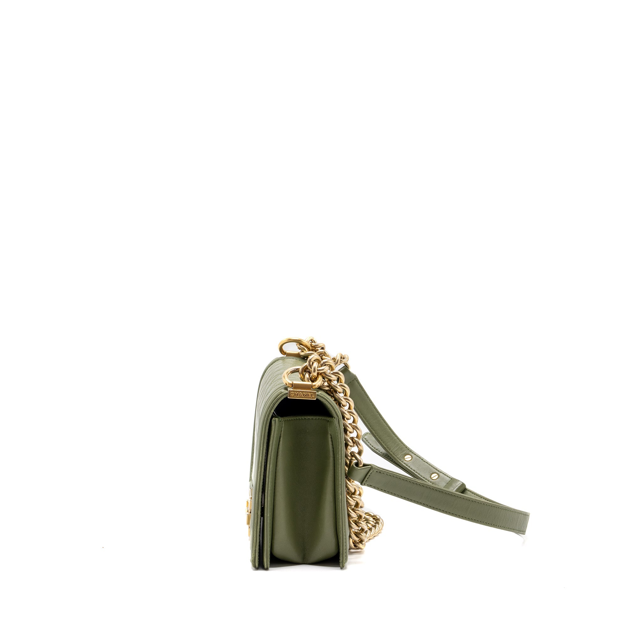 CHANEL MEDIUM BOY BAG LAMBSKIN GREEN GHW