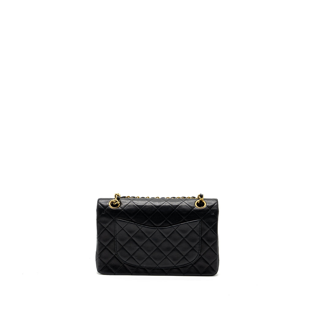 CHANEL VINTAGE SMALL CLASSIC DOUBLE FLAP BAG LAMBSKIN BLACK GHW