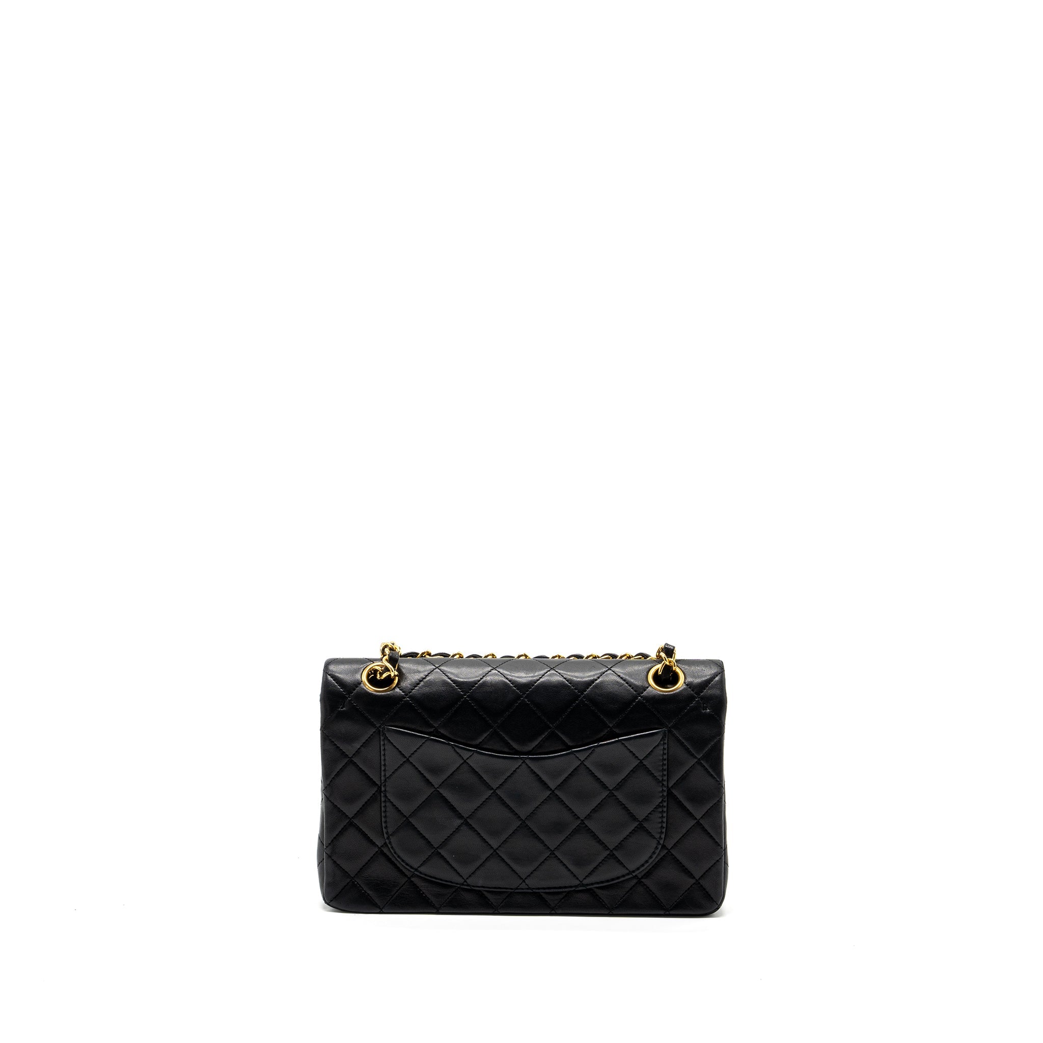 CHANEL VINTAGE SMALL CLASSIC DOUBLE FLAP BAG LAMBSKIN BLACK GHW