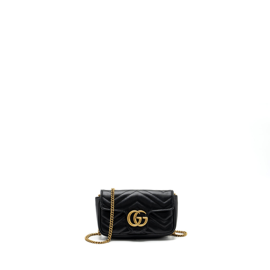GUCCI GG MARMONT SUPER MINI BAG CALFSKIN BLACK GHW