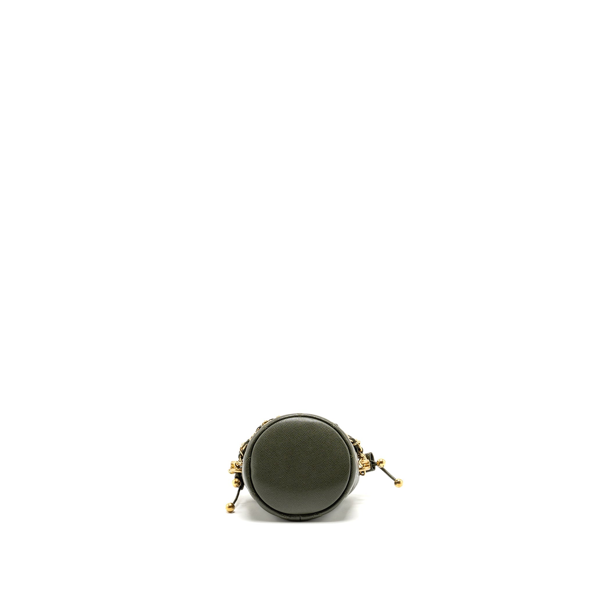 CHANEL MINI BUCKET BAG CAVIAR DARK GREEN GHW (MICROCHIP)