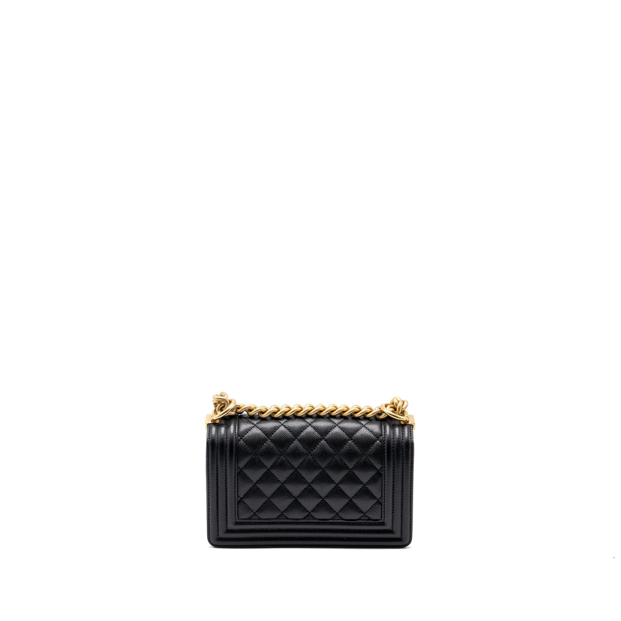 CHANEL SMALL BOY BAG CAVIAR BLACK GHW(MICROCHIP)