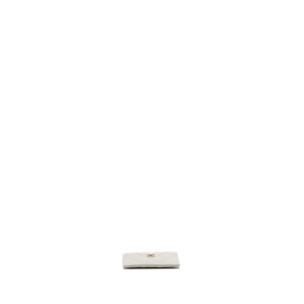 CHANEL CLASSIC CARD HOLDER CAVIAR WHITE LGHW (MICROCHIP)