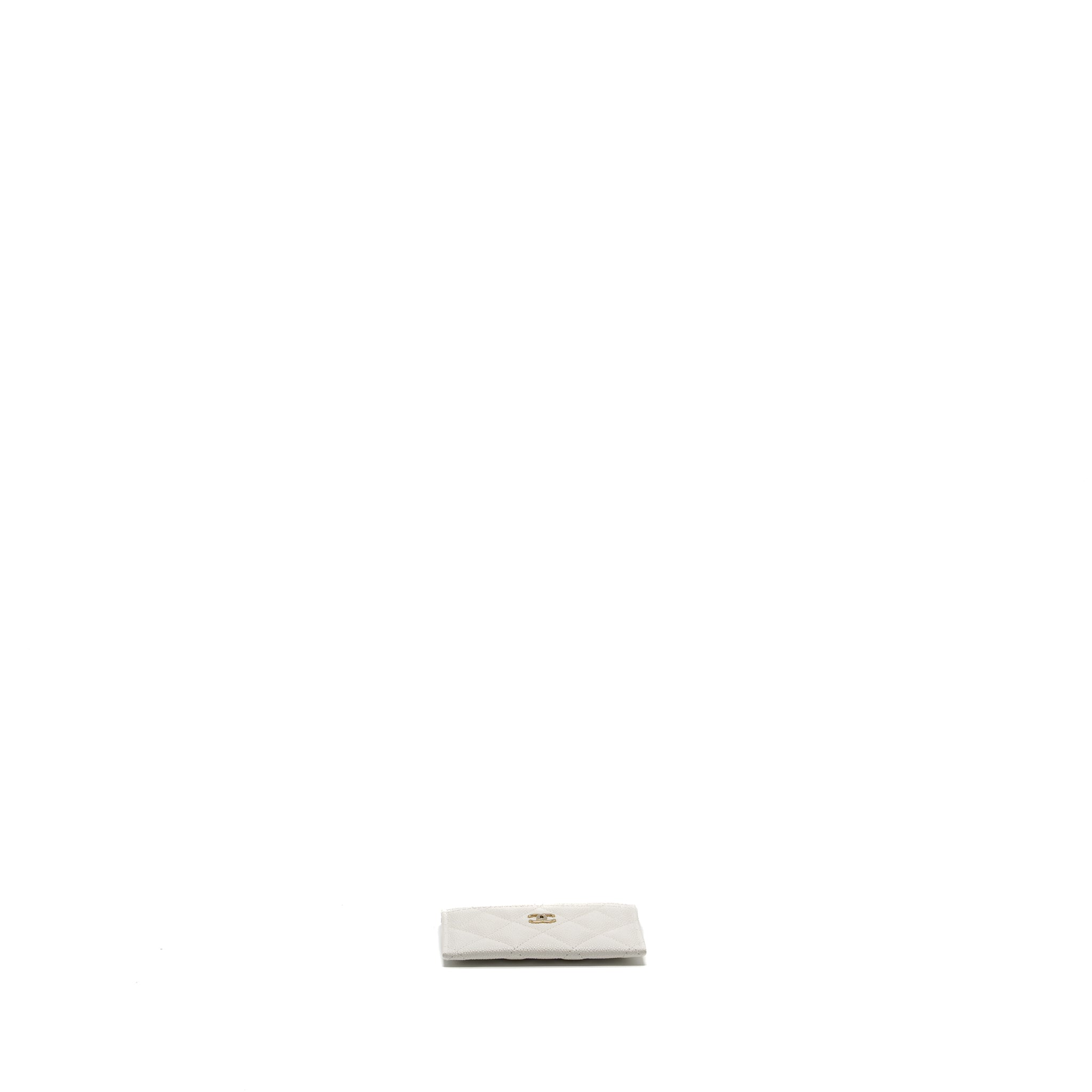 CHANEL CLASSIC CARD HOLDER CAVIAR WHITE LGHW (MICROCHIP)