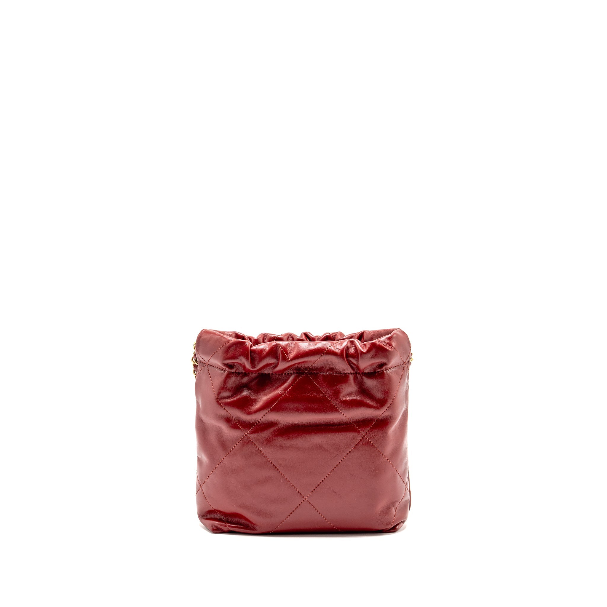 CHANEL MINI 22 BAG SHINY CALFSKIN RED GHW (MICROCHIP)
