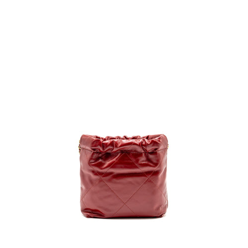 CHANEL MINI 22 BAG SHINY CALFSKIN RED GHW (MICROCHIP)