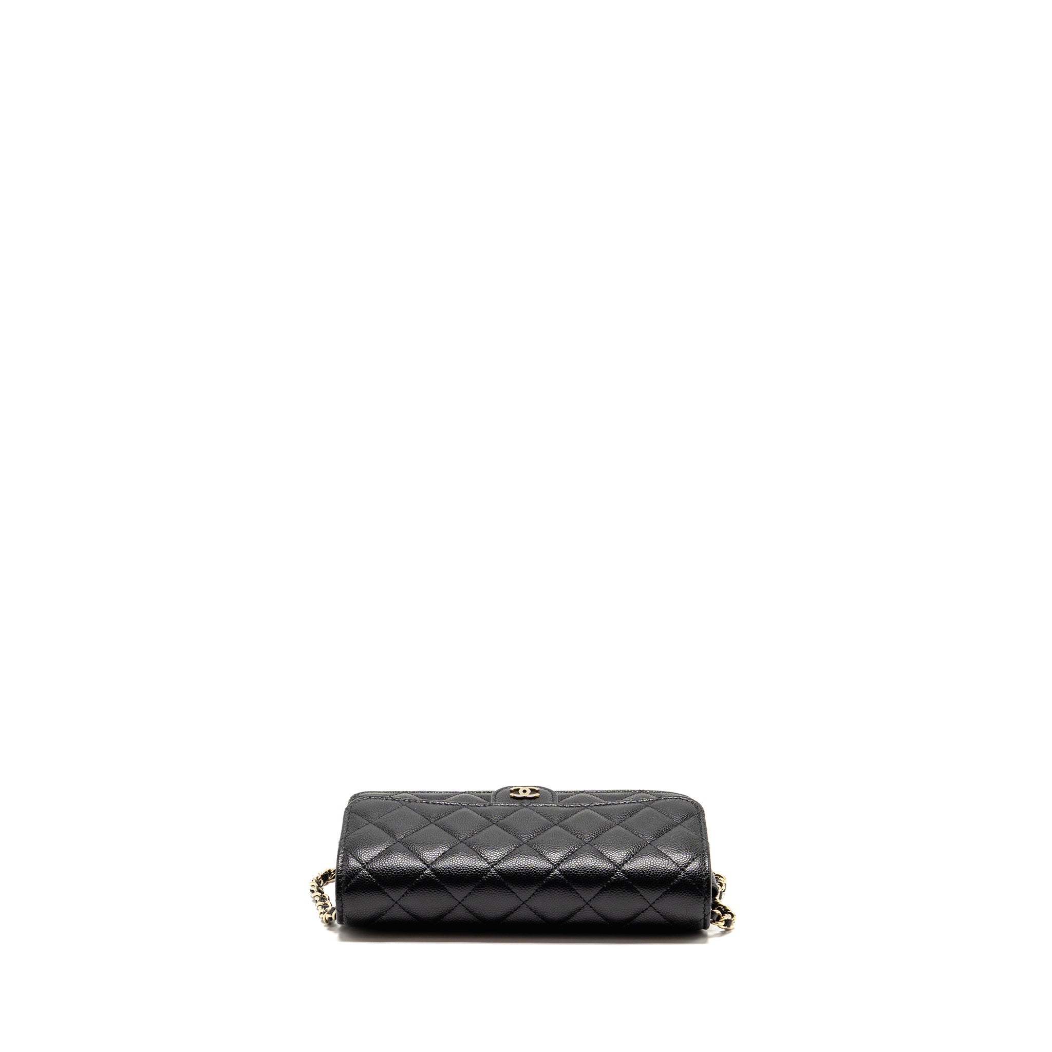 CHANEL QUILTED CC CLUTCH ON CHAIN CAVIAR BLACK LGHW (MICROCHIP)
