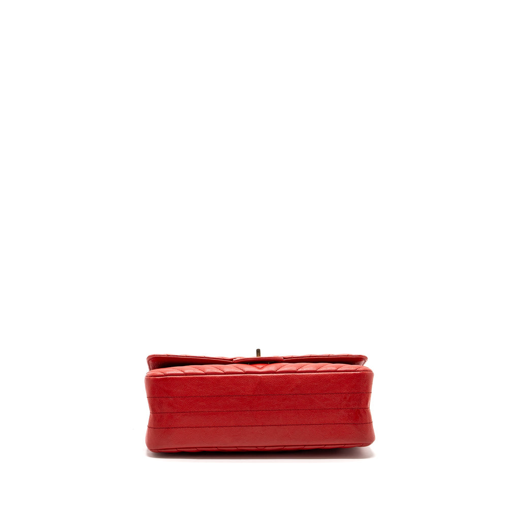 CHANEL SMALL 2.55 REISSUE FLAP BAG CHEVRON CALFSKIN RED GHW