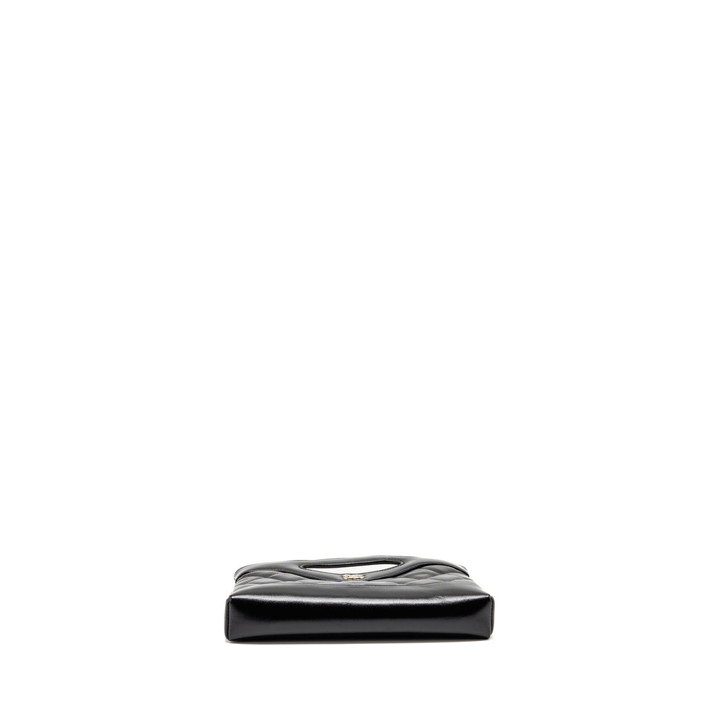 CHANEL MINI 31 CLUTCH WITH CHAIN SHINY LAMBSKIN BLACK LGHW (MICROCHIP)