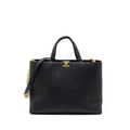CHANEL CHAINS TOTE BAG CAVIAR BLACK BRUSHED GHW