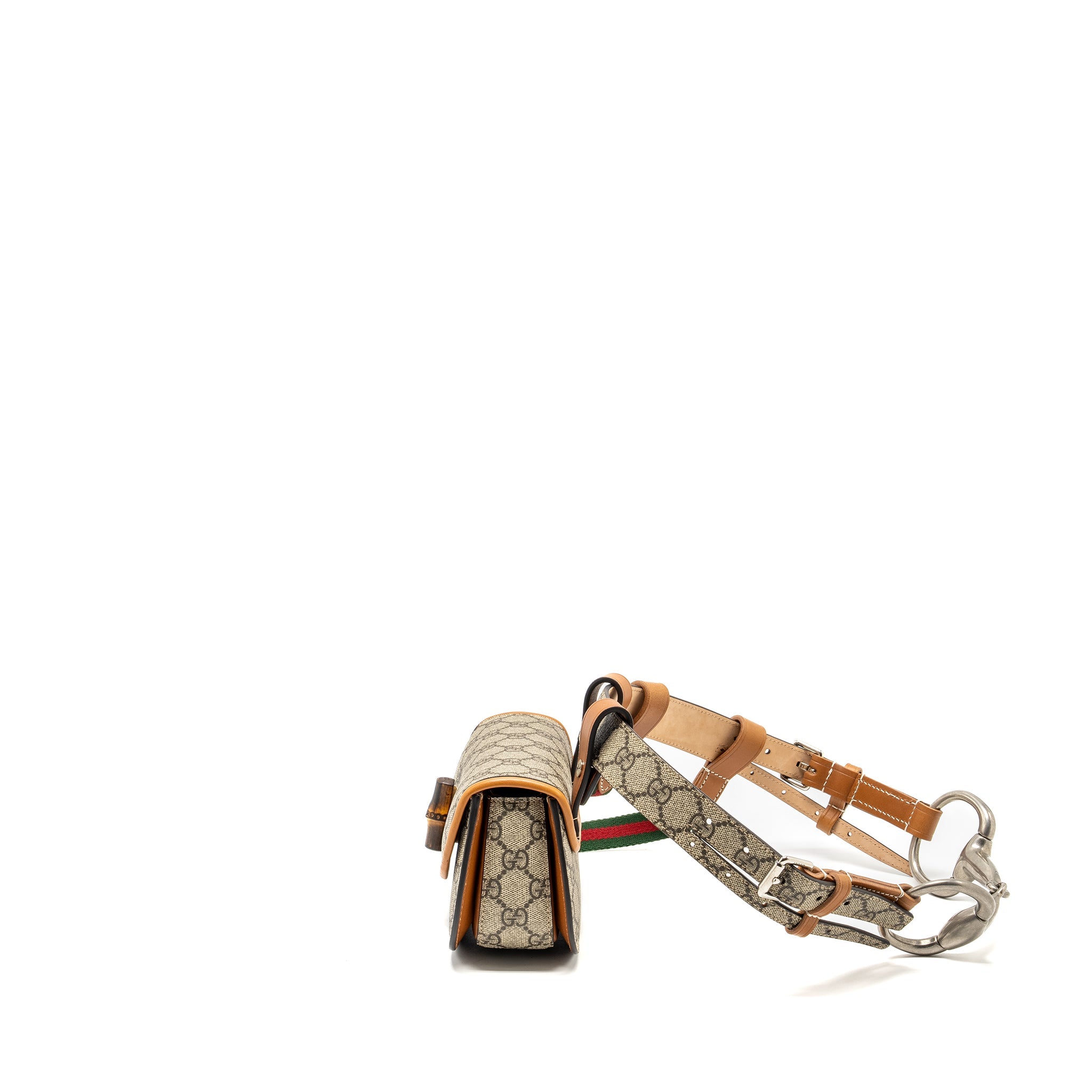 GUCCI BAMBOO 1947 MINI BELT BAG GG SUPREME CANVAS/LEATHER SHW