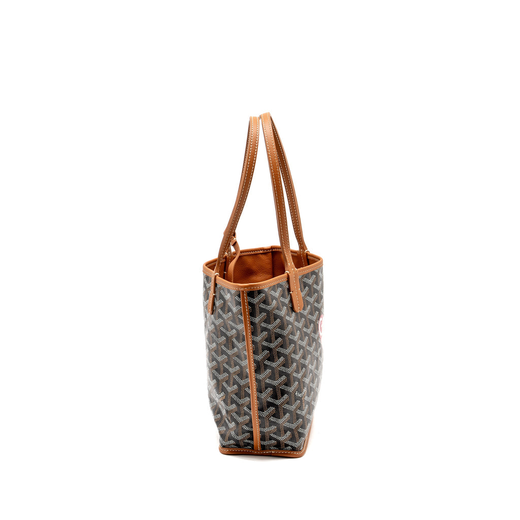 GOYARD MINI ANJOU TOTE BAG GOYARDINE CANVAS / CALFSKIN TAN SHW