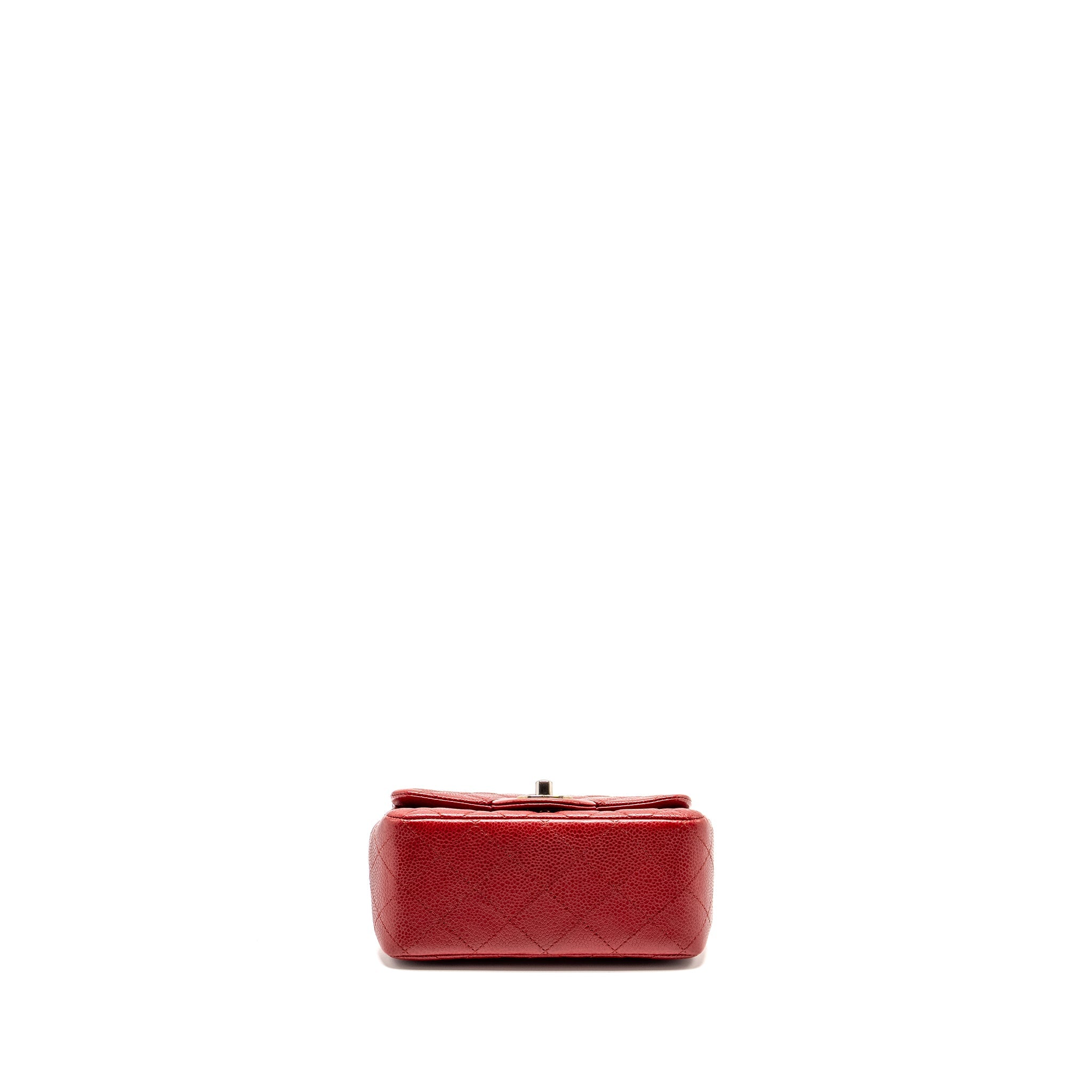 CHANEL MINI SQUARE FLAP BAG CAVIAR RED SHW