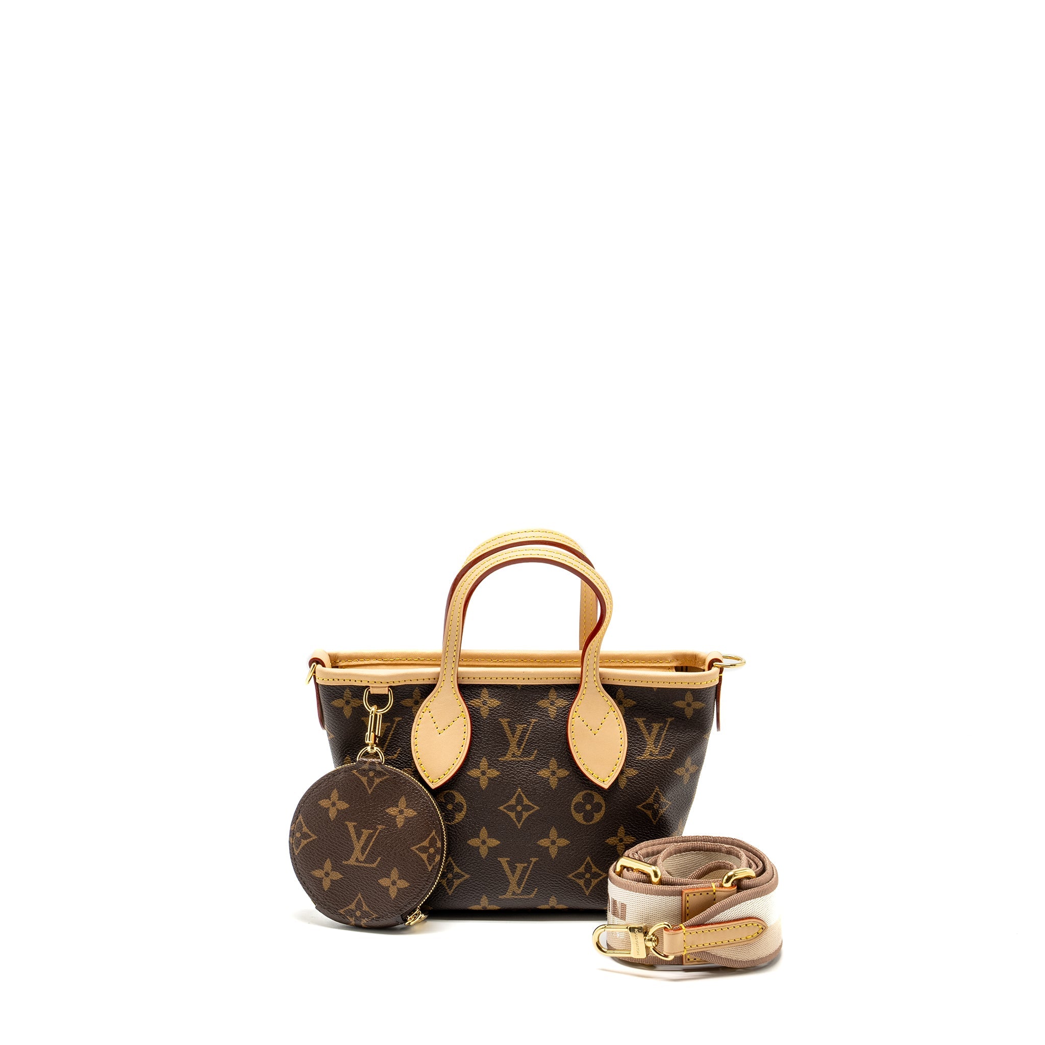 LOUIS VUITTON NEVERFULL BB BEIGE STRAP MONOGRAM CANVAS GHW