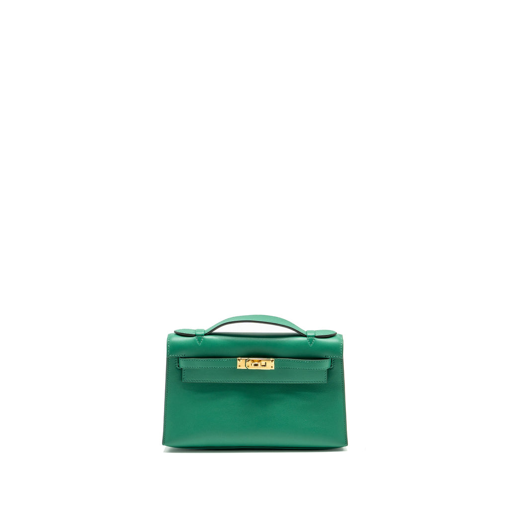 HERMES KELLY POCHETTE SWIFT VERT VERTIGO GHW