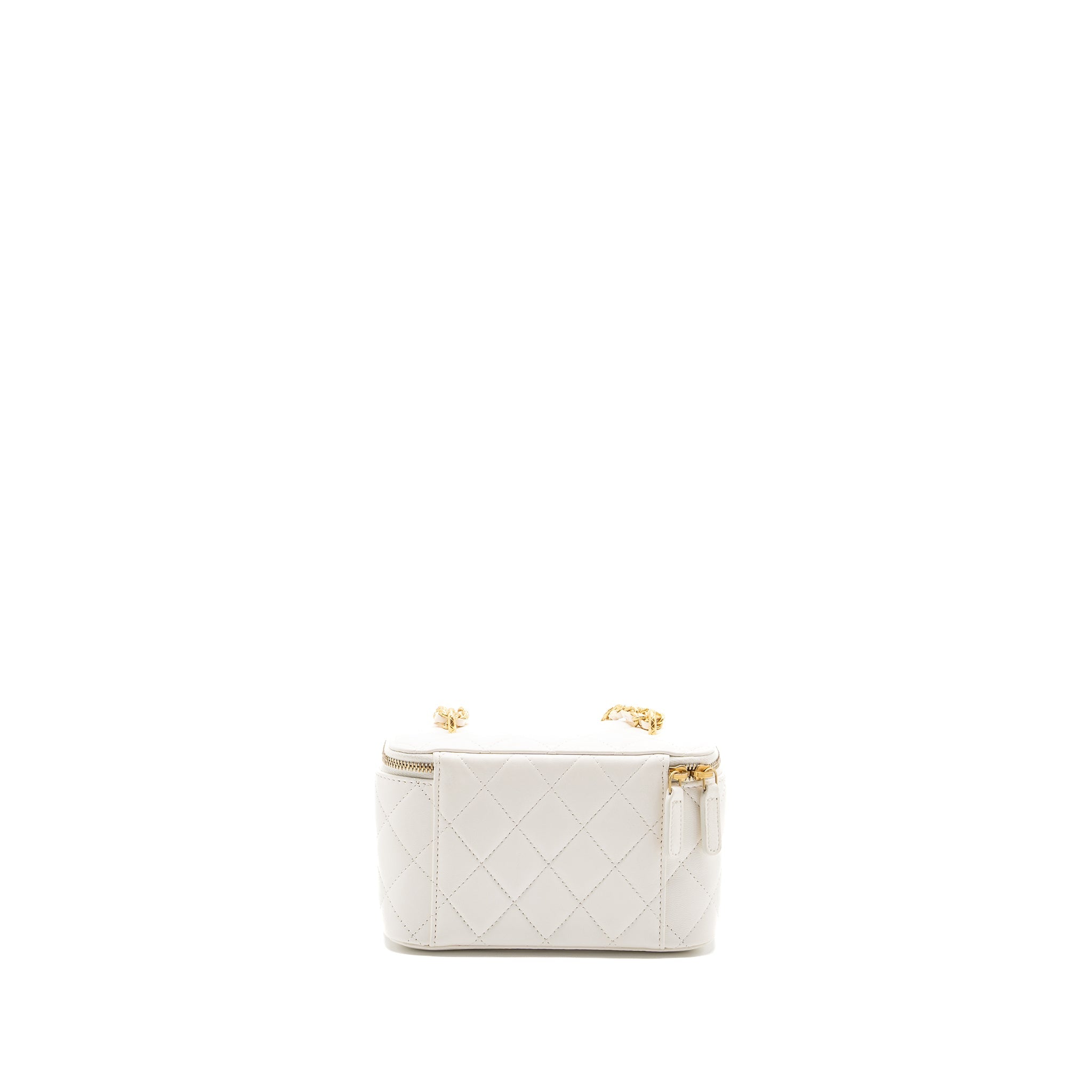 CHANEL LONG VANITY WITH LAMBSKIN WHITE GHW (MICROCHIP)