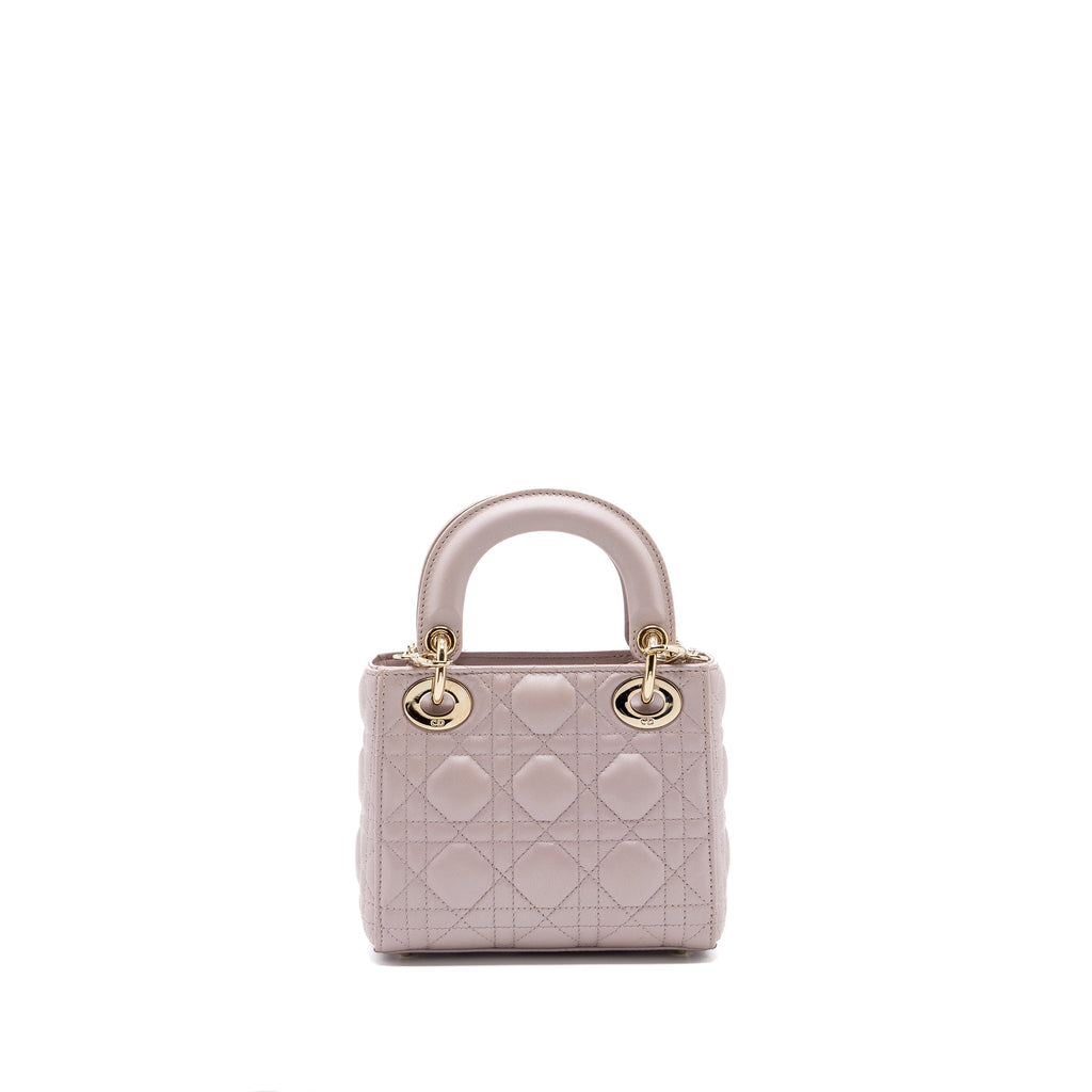 DIOR MINI LADY DIOR LAMBSKIN LIGHT PINK LGHW