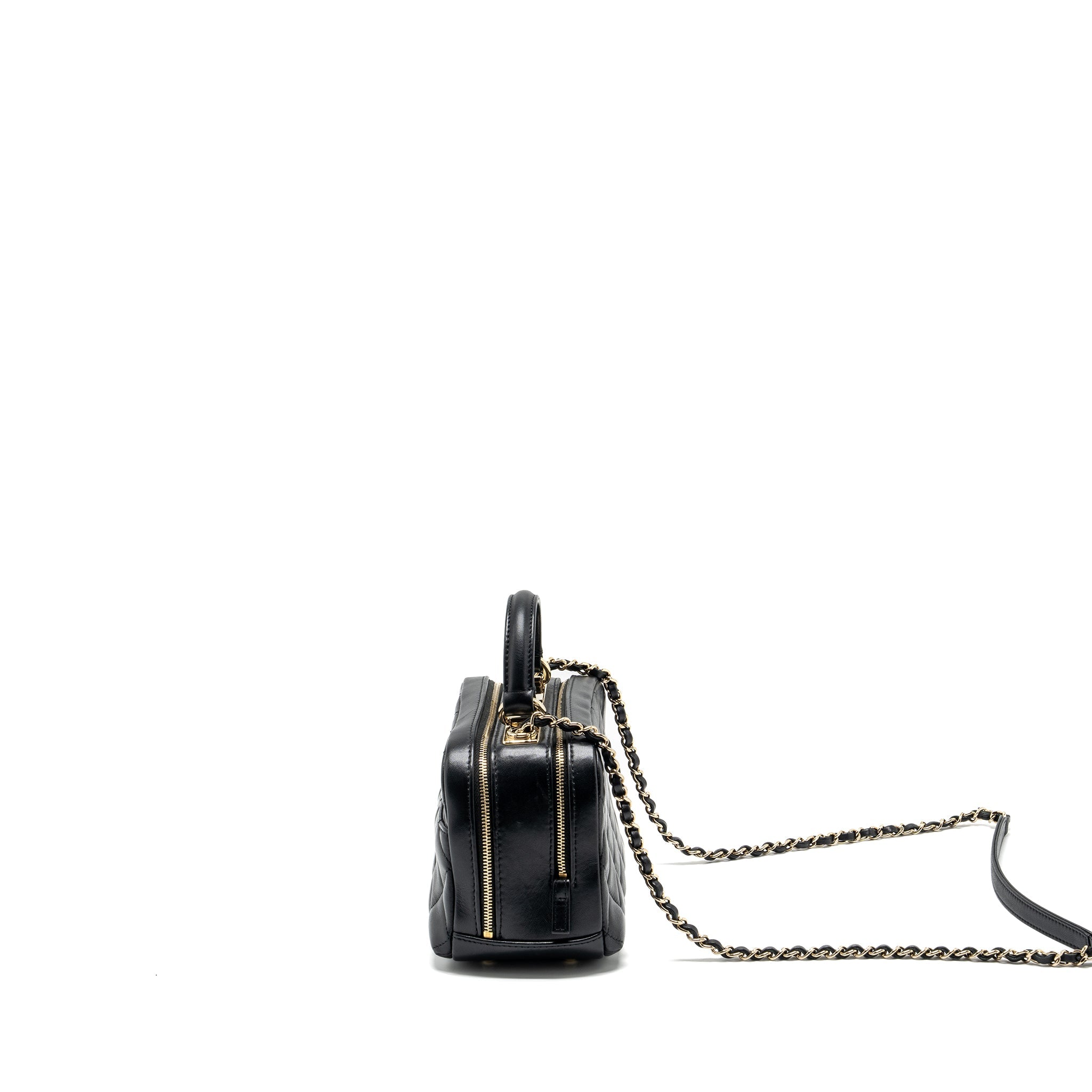 CHANEL TRENDY CC TOP HANDLE VANITY BAG LAMBSKIN BLACK GHW