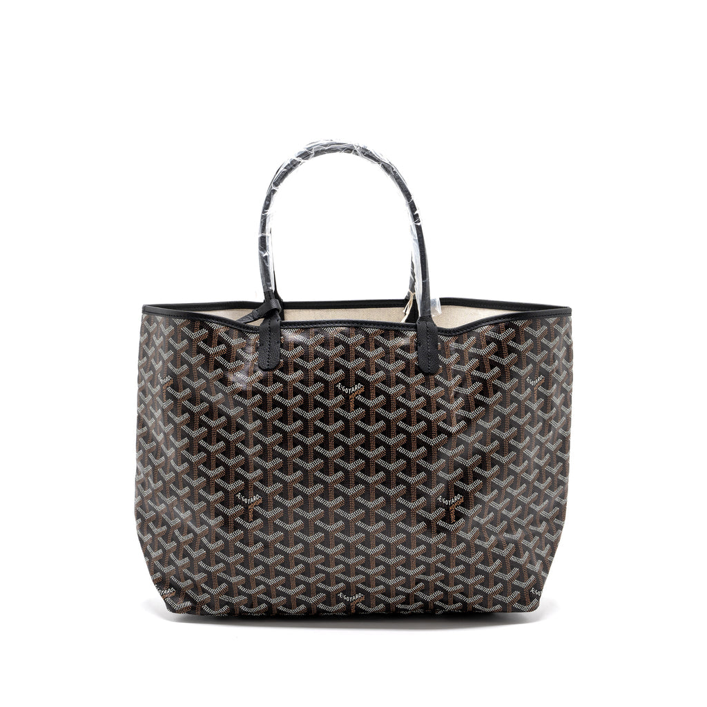 GOYARD SAINT LOUIS PM TOTE BAG GOYARDINE CANVAS/CALFSKIN BLACK SHW
