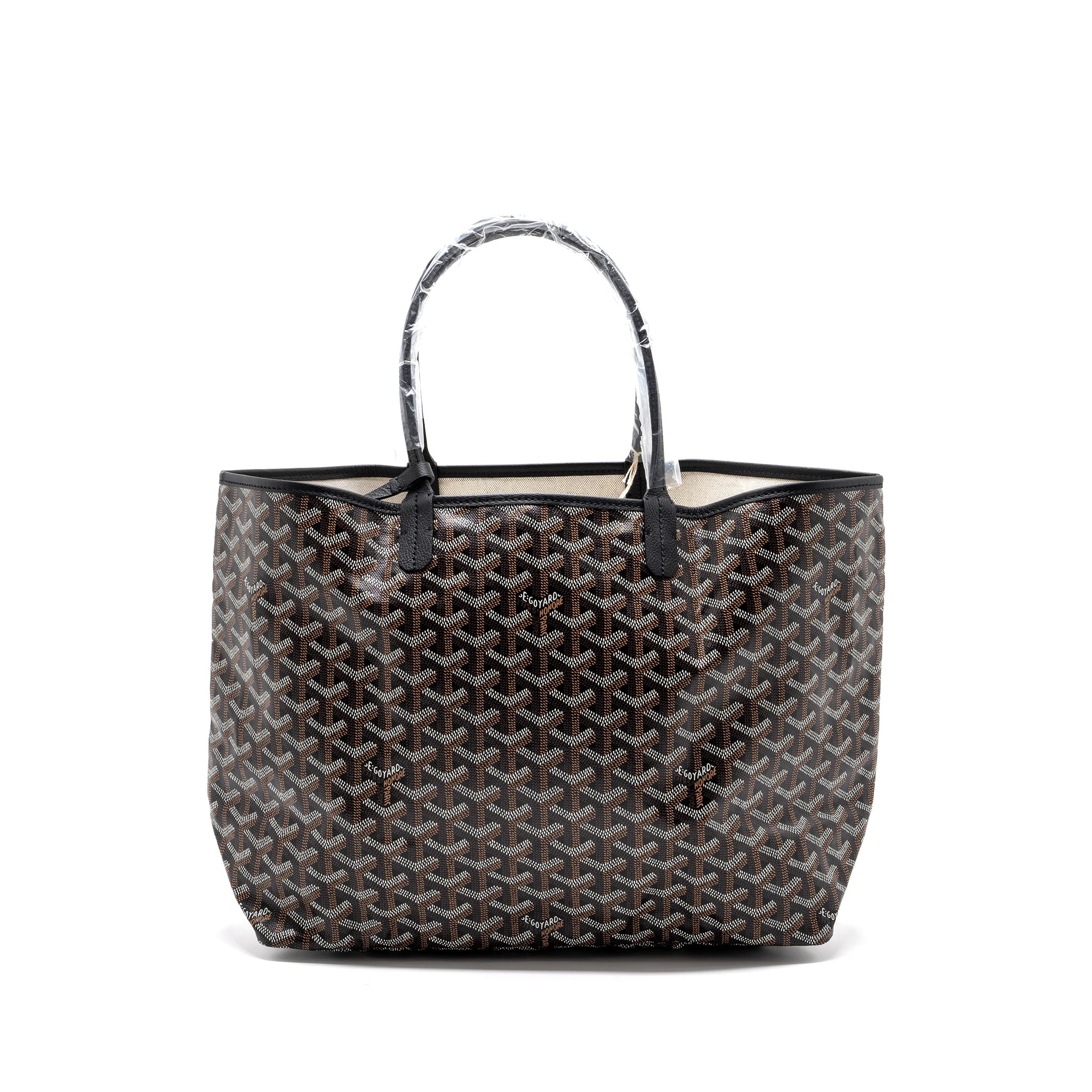 GOYARD SAINT LOUIS PM TOTE BAG GOYARDINE CANVAS/CALFSKIN BLACK SHW