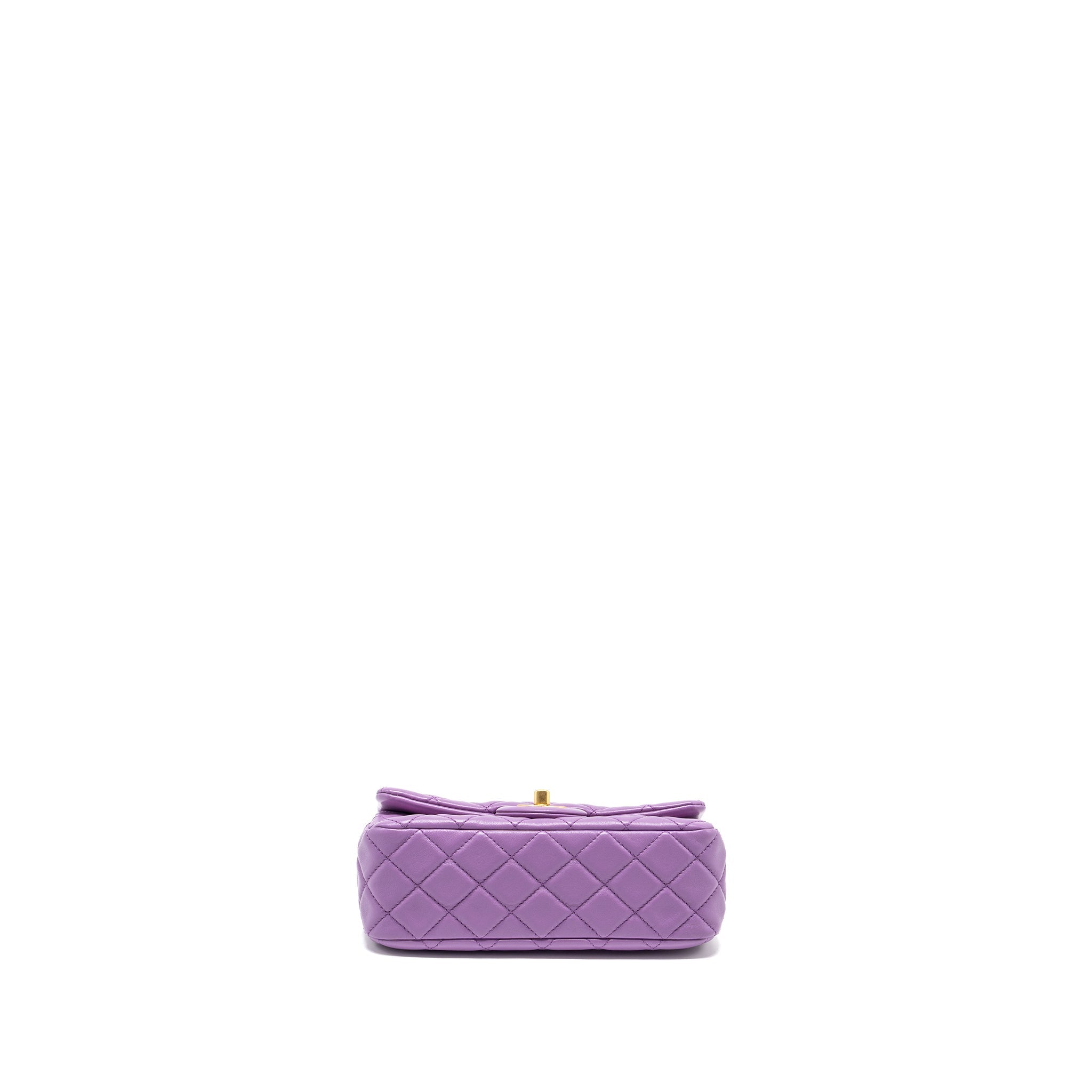 CHANEL 22S PEARL CRUSH MINI RECTANGULAR FLAP BAG LAMBSKIN PURPLE GHW (MICROCHIP)