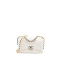 CHANEL SMALL 19 BAG LAMBSKIN WHITE MULTICOLOUR HARDWARE (MICROCHIP)