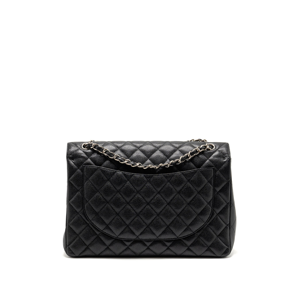 CHANEL MAXI CLASSIC DOUBLE FLAP BAG CAVIAR BLACK SHW