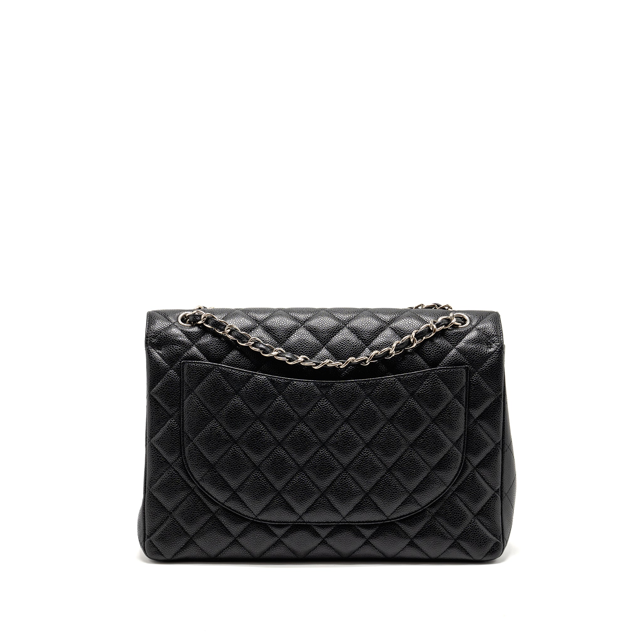 CHANEL MAXI CLASSIC DOUBLE FLAP BAG CAVIAR BLACK SHW