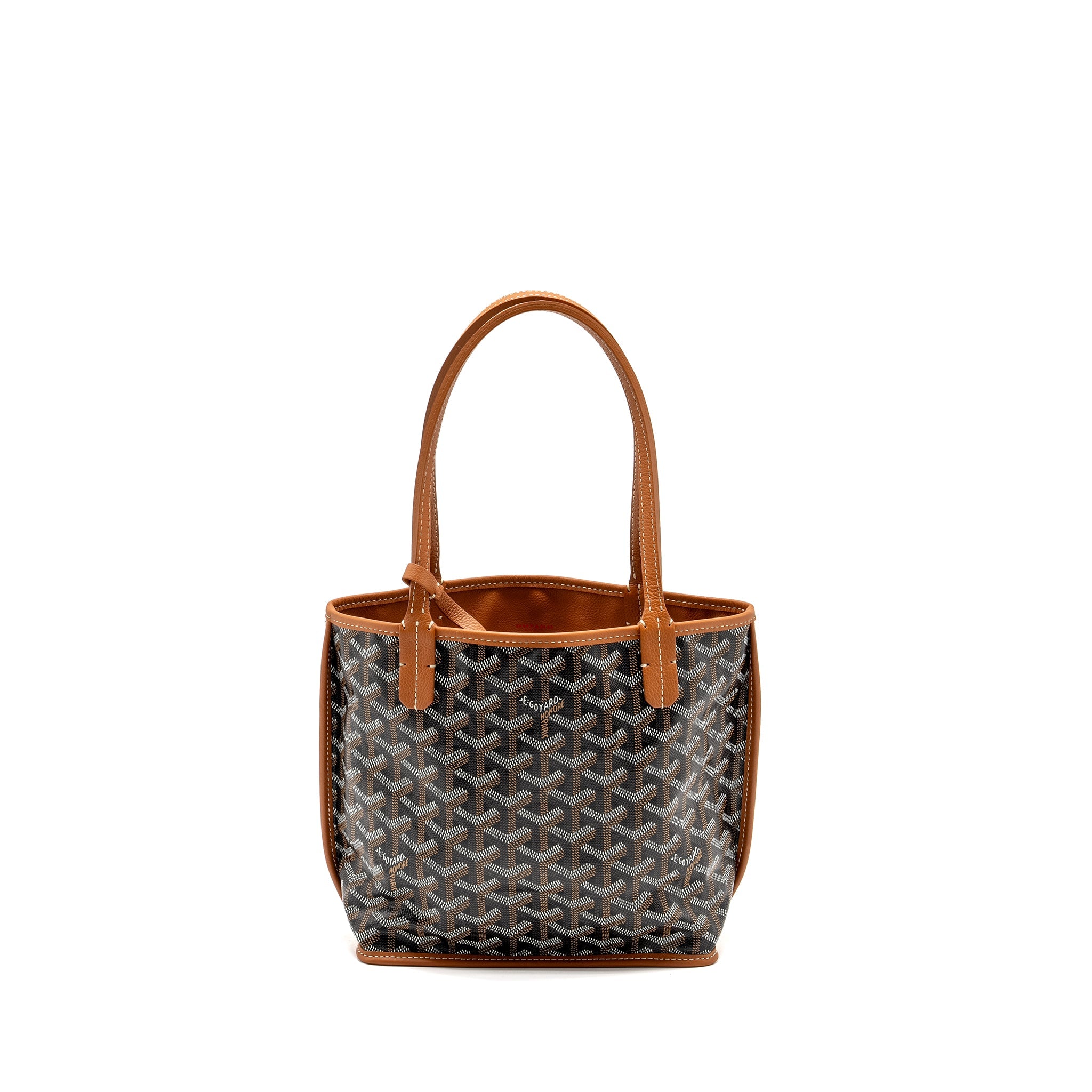 GOYARD MINI ANJOU TOTE BAG GOYARDINE CANVAS / CALFSKIN TAN SHW