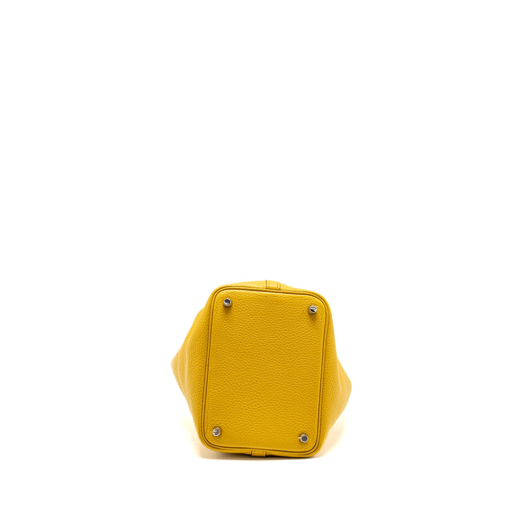 HERMES PICOTIN 18 LOCK BAG CLEMENCE 9D JAUNE AMBER / P3 BLUE DU NORD SHW