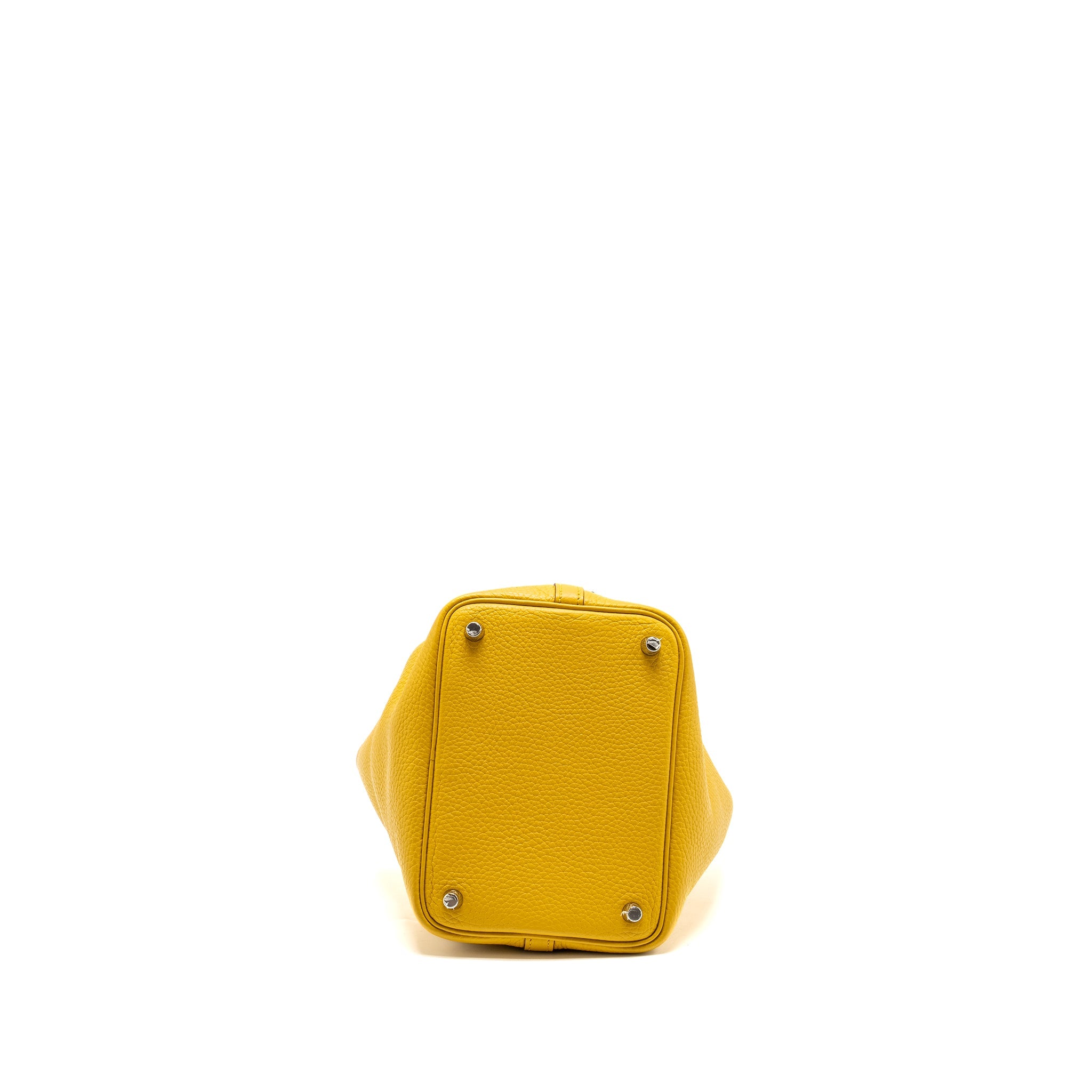 HERMES PICOTIN 18 LOCK BAG CLEMENCE 9D JAUNE AMBER / P3 BLUE DU NORD SHW