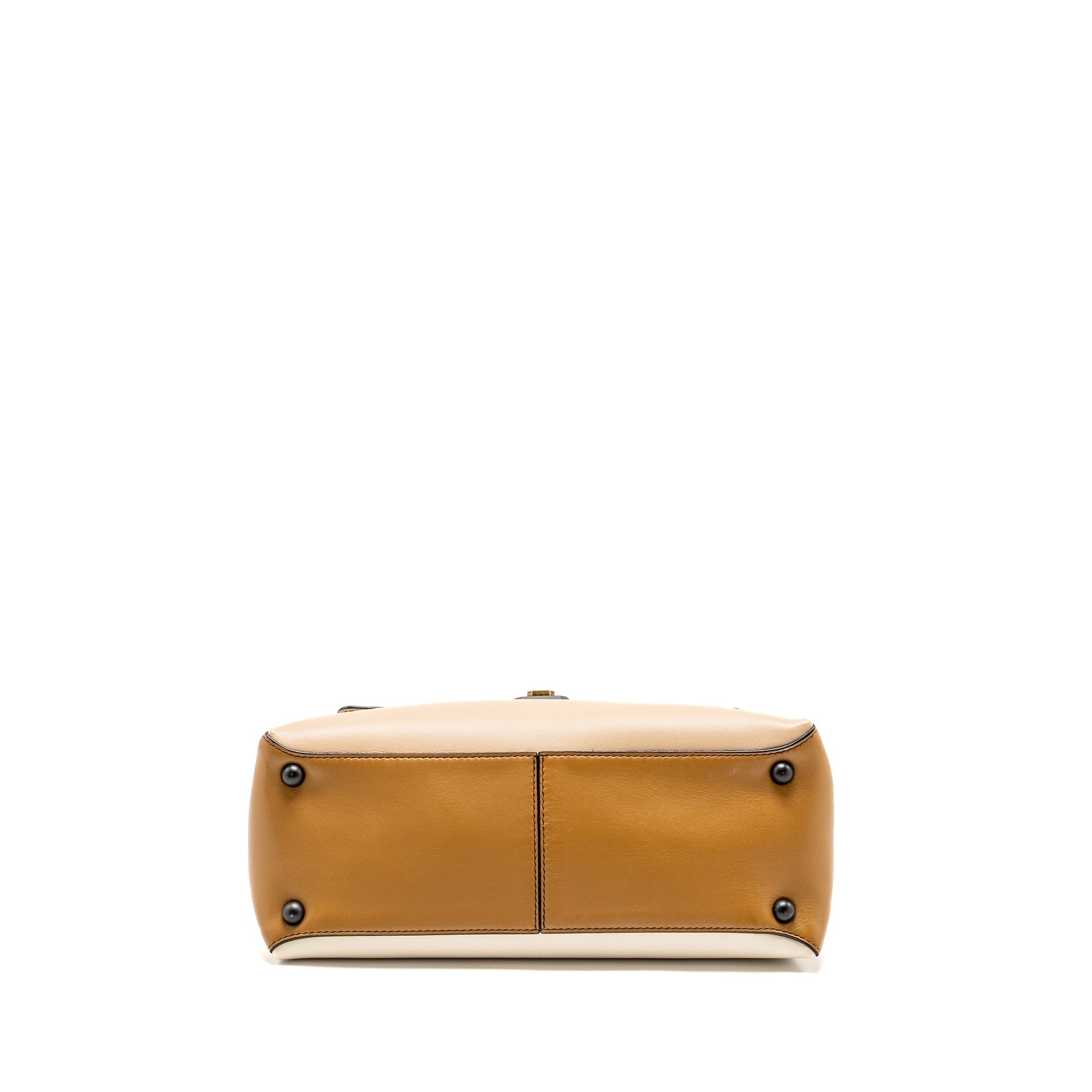 BOTTEGA VENETA TOP HANDLE PIAZZA BAG NAPPA WHITE/BEIGE/LIGHT BROWN MULTICOLOUR HARDWARE