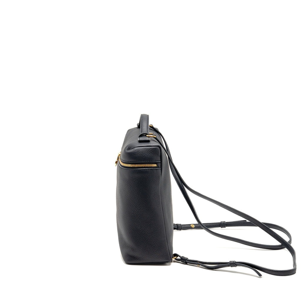 LORO PIANA EXTRA POCKET BACKPACK L23.5 GRAINED CALFSKIN NAVY GHW