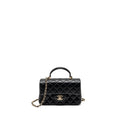 CHANEL TOP HANDLE MINI RECTANGULAR FLAP BAG LAMBSKIN BLACK LGHW (MICROCHIP)
