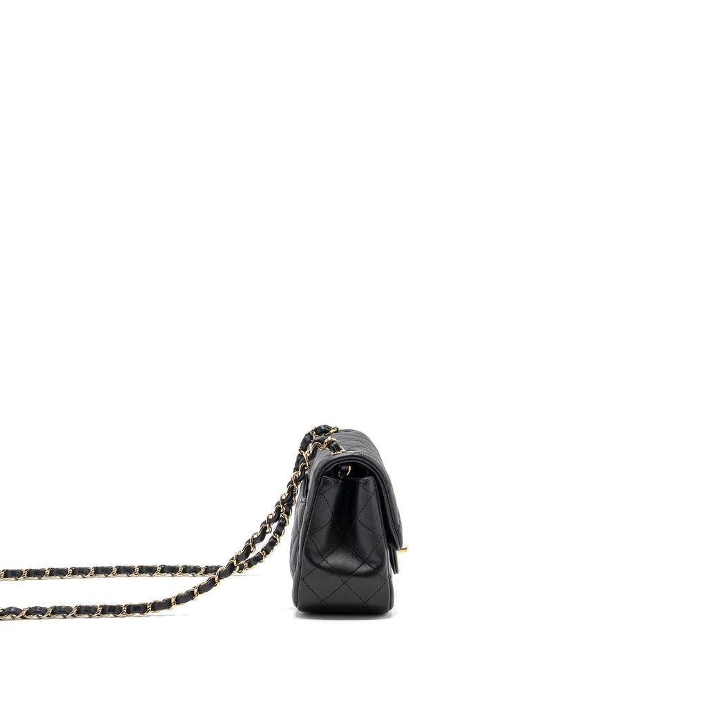 CHANEL MINI SQUARE FLAP BAG LAMBSKIN BLACK GHW