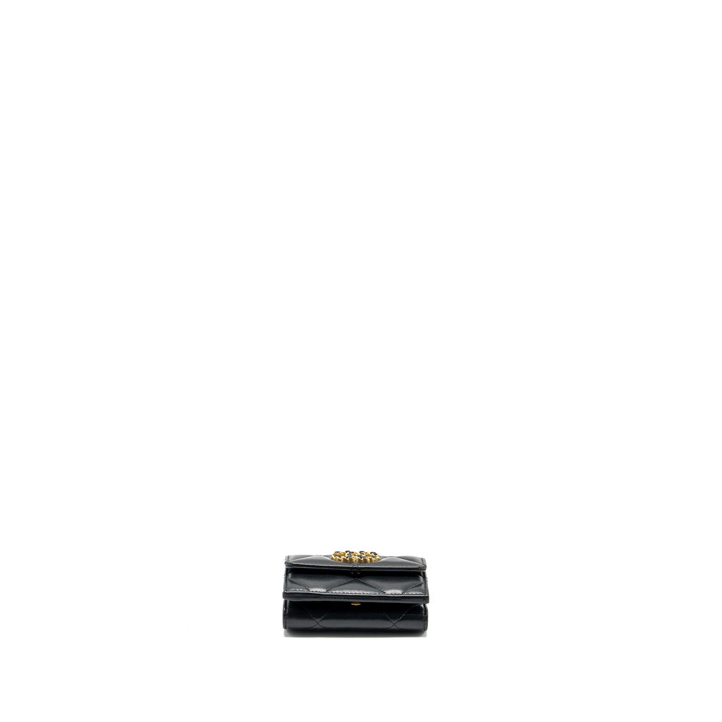 CHANEL 19 COMPACT WALLET LAMBSKIN BLACK GHW (MICROCHIP)