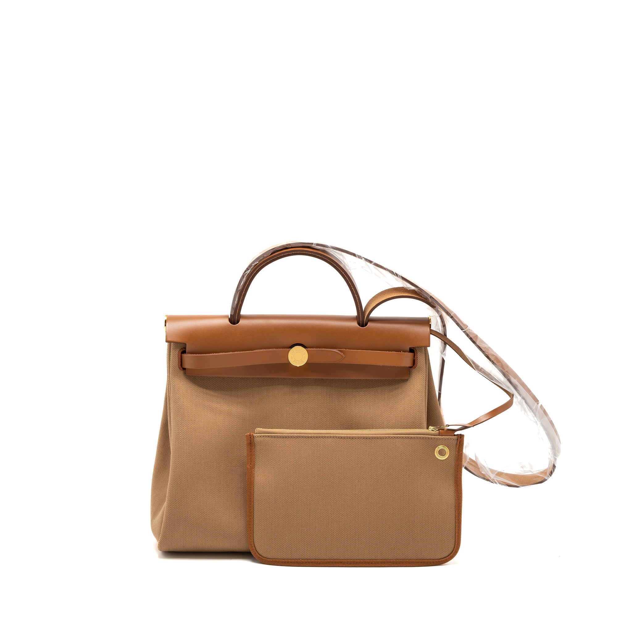 HERMES HERBAG 31 CANVAS/VACHE HUNTER LEATHER CHAI/FAUVE GHW