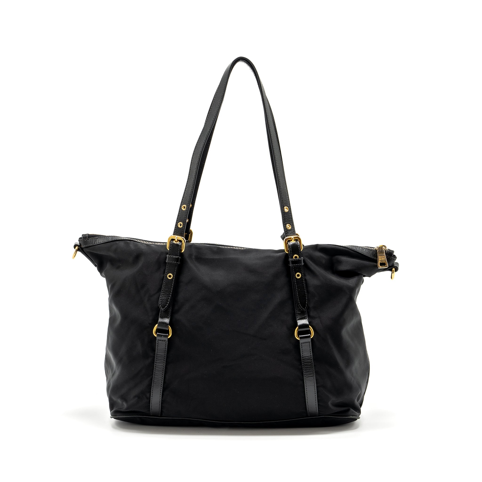 PRADA ZIP NYLON BAG BLACK GHW