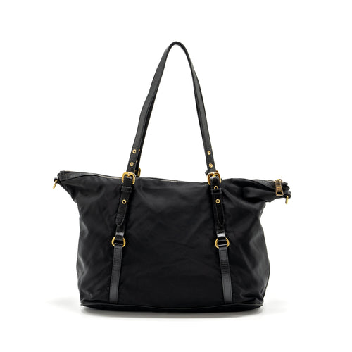 PRADA ZIP NYLON BAG BLACK GHW