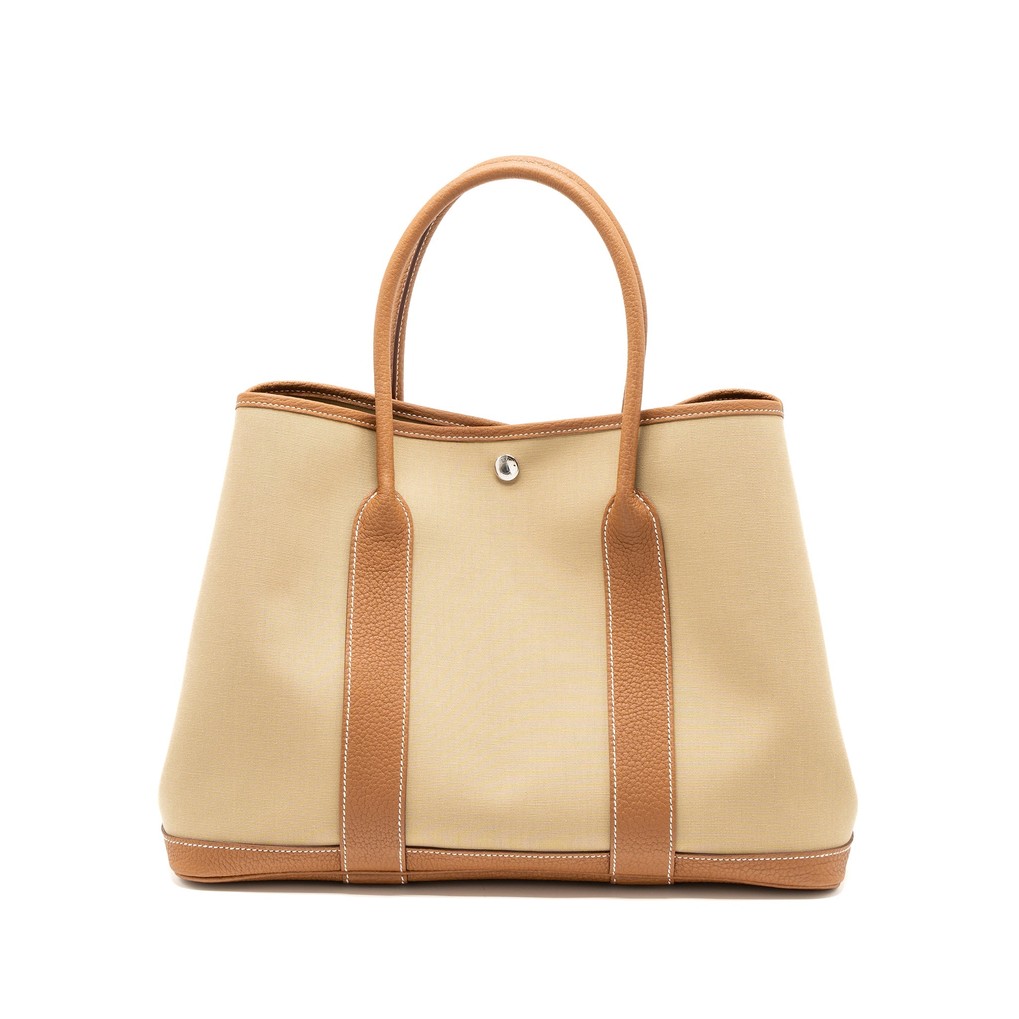 HERMES GARDEN PARTY 36 CANVAS/LEATHER TRENCH/GOLD SHW