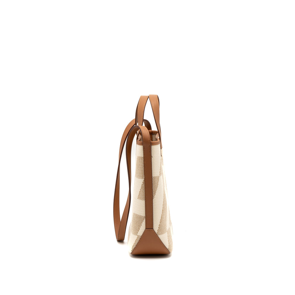 HERMES CABAS H EN BIAIS 27 BAG CANVAS/LEATHER ECRU/NATURAL/GOLD