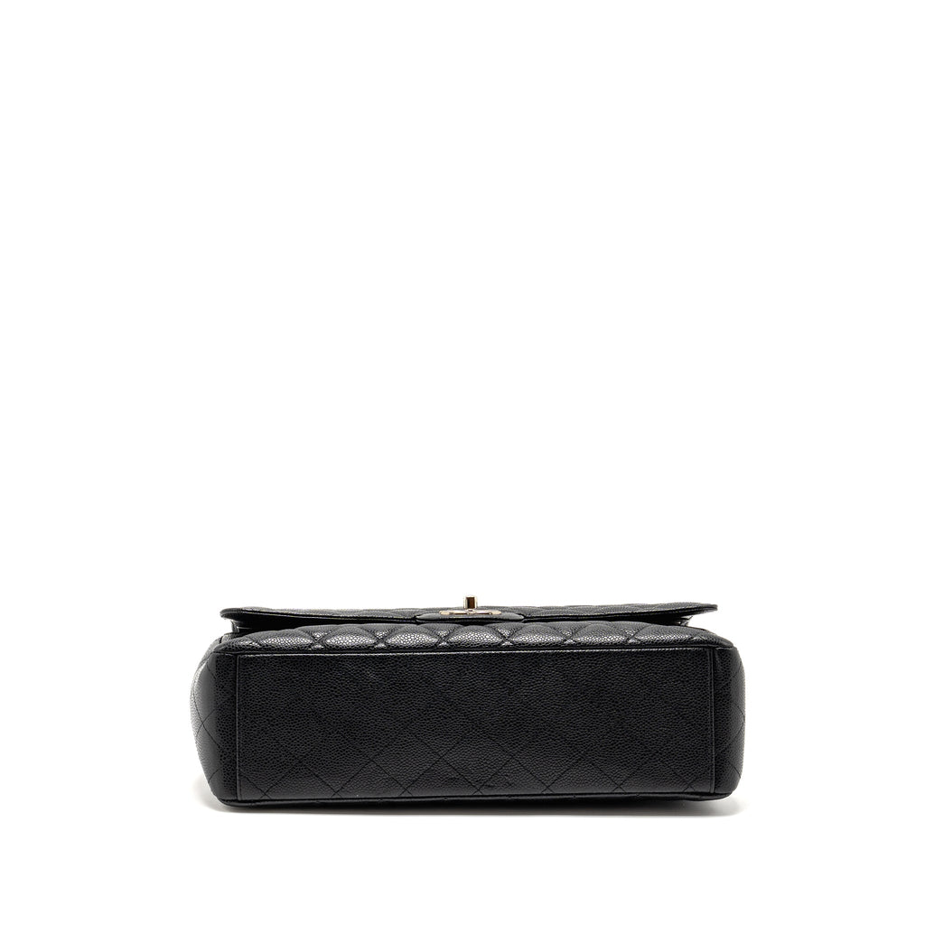 CHANEL MAXI CLASSIC DOUBLE FLAP BAG CAVIAR BLACK SHW